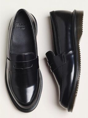 Dr. Martens Black Leather Penny Loafers